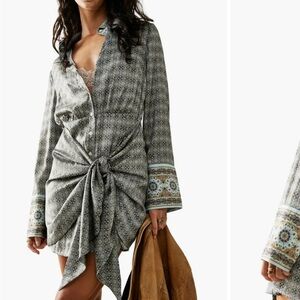 Silky Rillo Long Sleeve Shirtdress dress Free People Medium